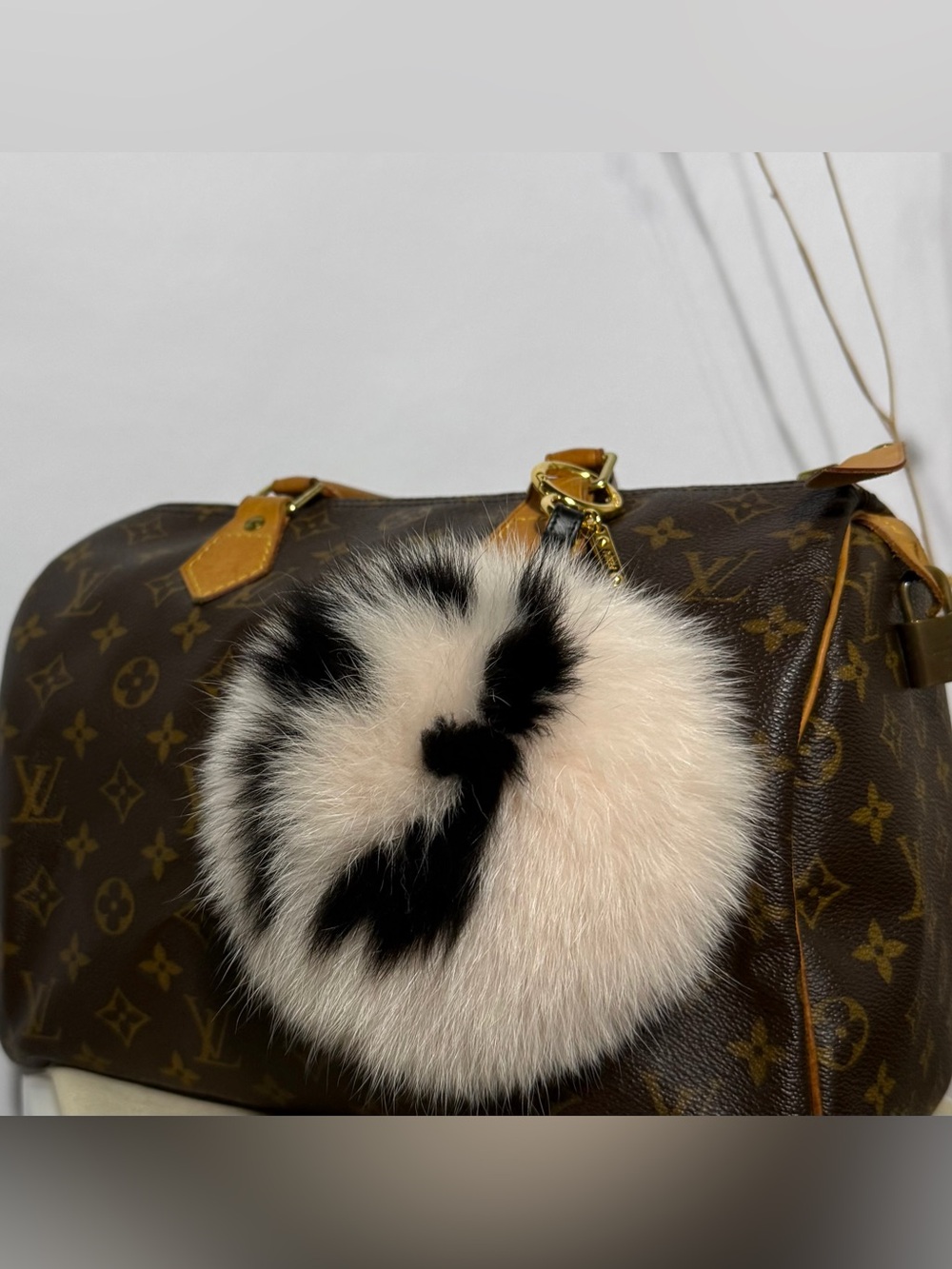 Fendi Black and Cream Fur Pom-Pom Bag Charm | NWOT - Picture 3 of 6